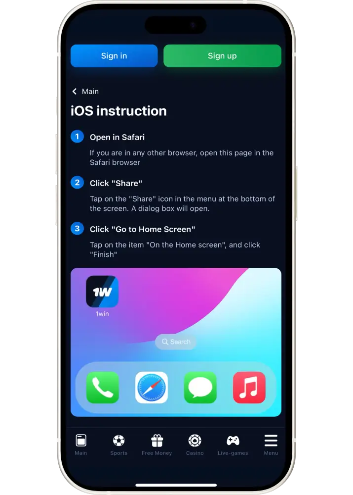 Download 1win app for ios