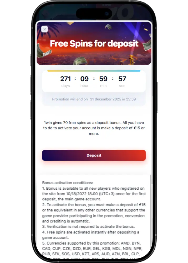 Try new 1win bonus codes