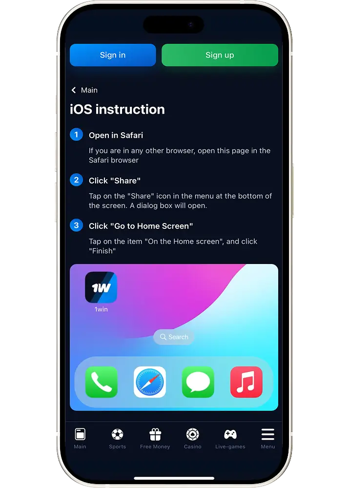 Download 1win app for ios