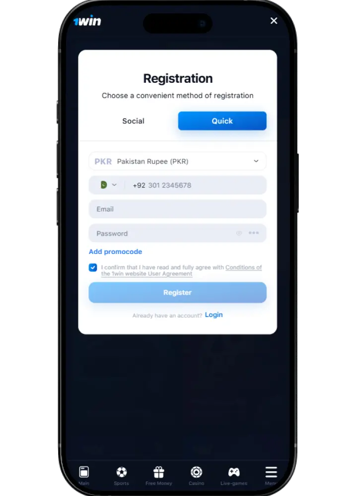 1win registration