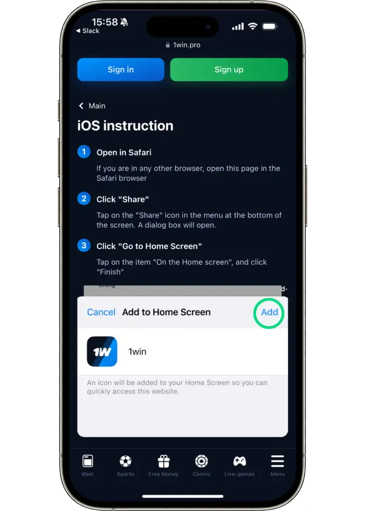 Download 1win app for ios