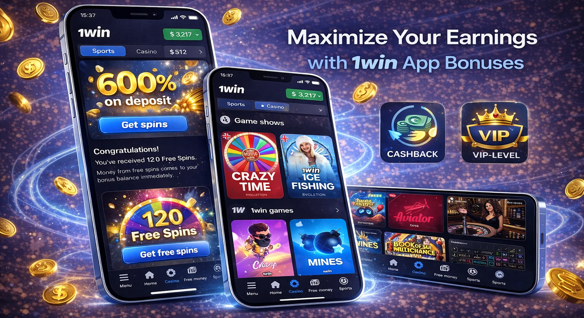 1win Bonuses and promotions in the app